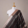 Beige - natural dyed mashru silk fabric 26 - handcrafted