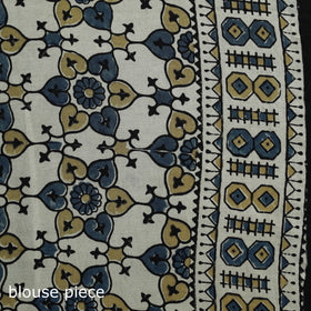 Natural dyed modal silk kutch hand block print ajrakh saree