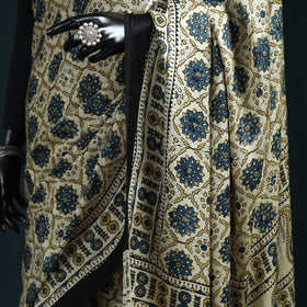 Natural dyed modal silk kutch hand block print ajrakh saree