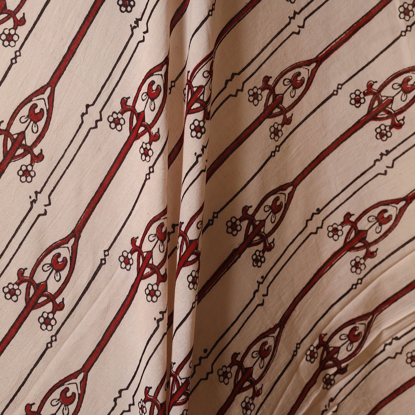 Beige - natural dyed mul cotton bagh fabric 05 - handcrafted