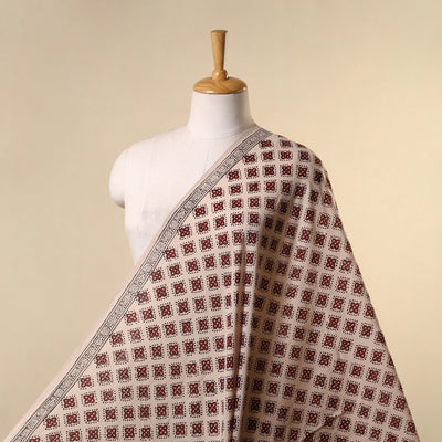 Beige - natural dyed mul cotton bagh fabric 06 - handcrafted