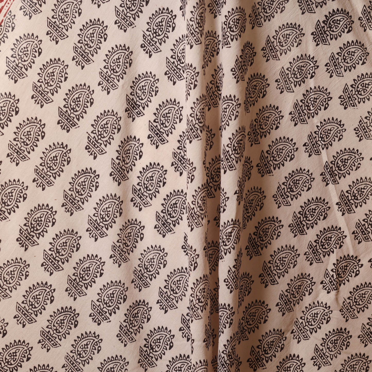 Beige - natural dyed mul cotton bagh fabric 08 - handcrafted