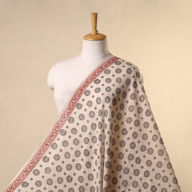 Beige - natural dyed mul cotton bagh fabric 09 - handcrafted