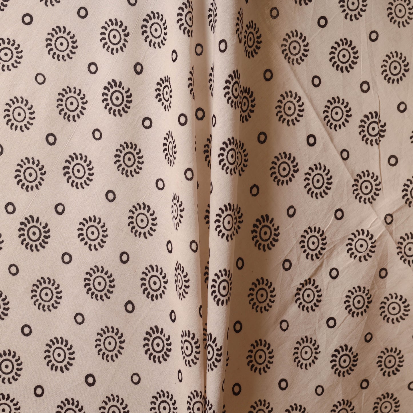 Beige - natural dyed mul cotton bagh fabric 09 - handcrafted