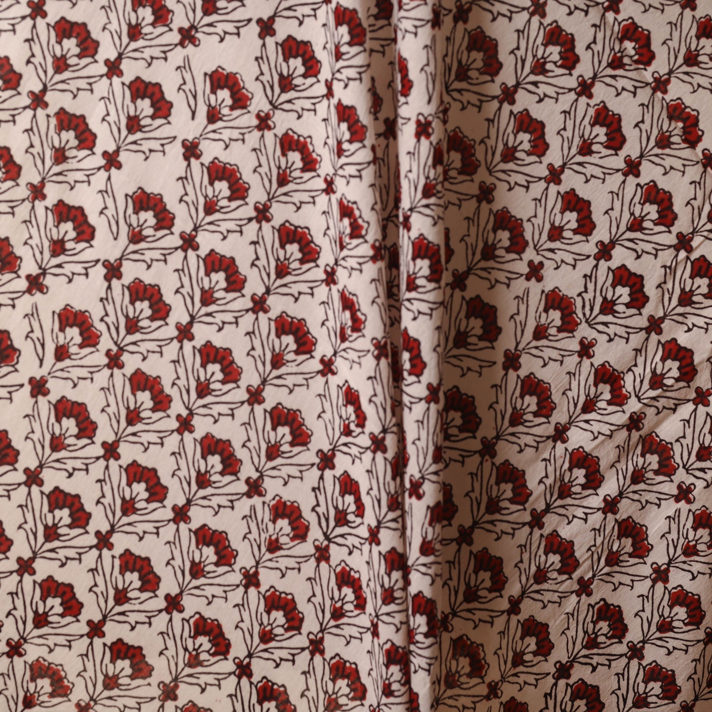 Beige - natural dyed mul cotton bagh fabric 10 - handcrafted