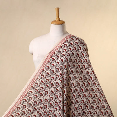 Beige - natural dyed mul cotton bagh fabric 10 - handcrafted