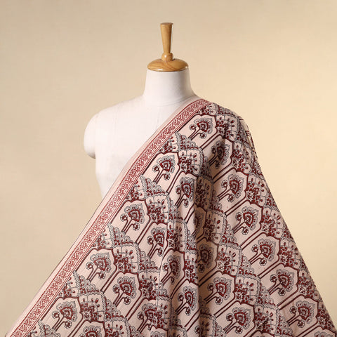 Beige - natural dyed mul cotton bagh fabric 14 - handcrafted