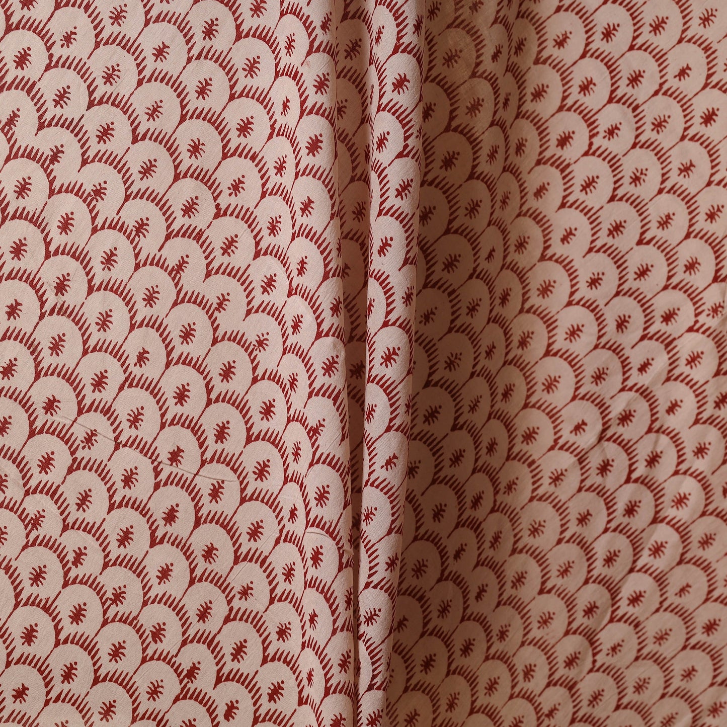 Beige - natural dyed mul cotton bagh fabric 15 - handcrafted