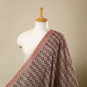 Beige Natural Dyed Mul Cotton Bagh Print Fabric