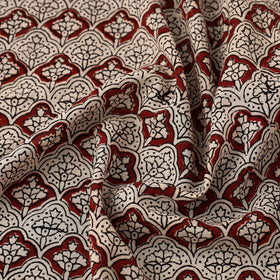 Beige Natural Dyed Mul Cotton Bagh Print Fabric