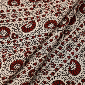 Beige Natural Dyed Mul Cotton Bagh Print Fabric