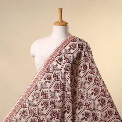 Beige - natural dyed mul cotton bagh fabric 14 - handcrafted