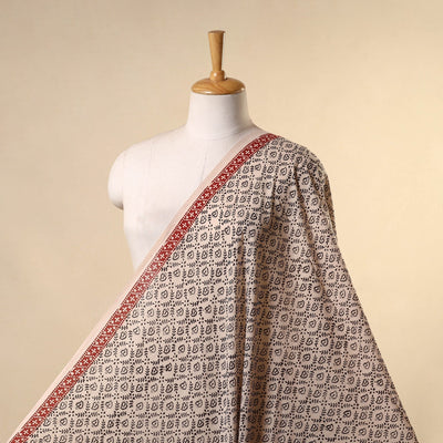 Beige - natural dyed mul cotton bagh fabric 17 - handcrafted