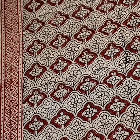 Beige Natural Dyed Mul Cotton Bagh Print Fabric