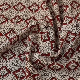 Beige Natural Dyed Mul Cotton Bagh Print Fabric