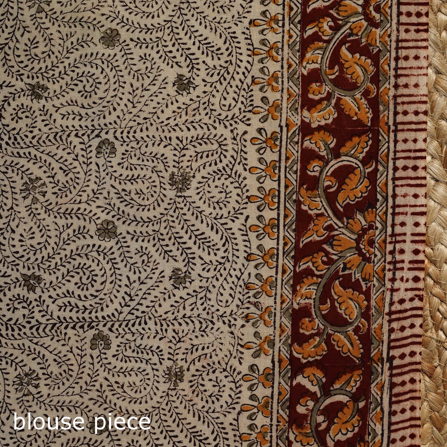 Beige - natural dyed pedana cotton kalamkari saree 36