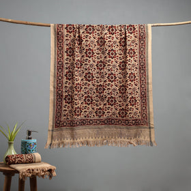 Natural dyed pedana kalamkari printed handloom cotton towel