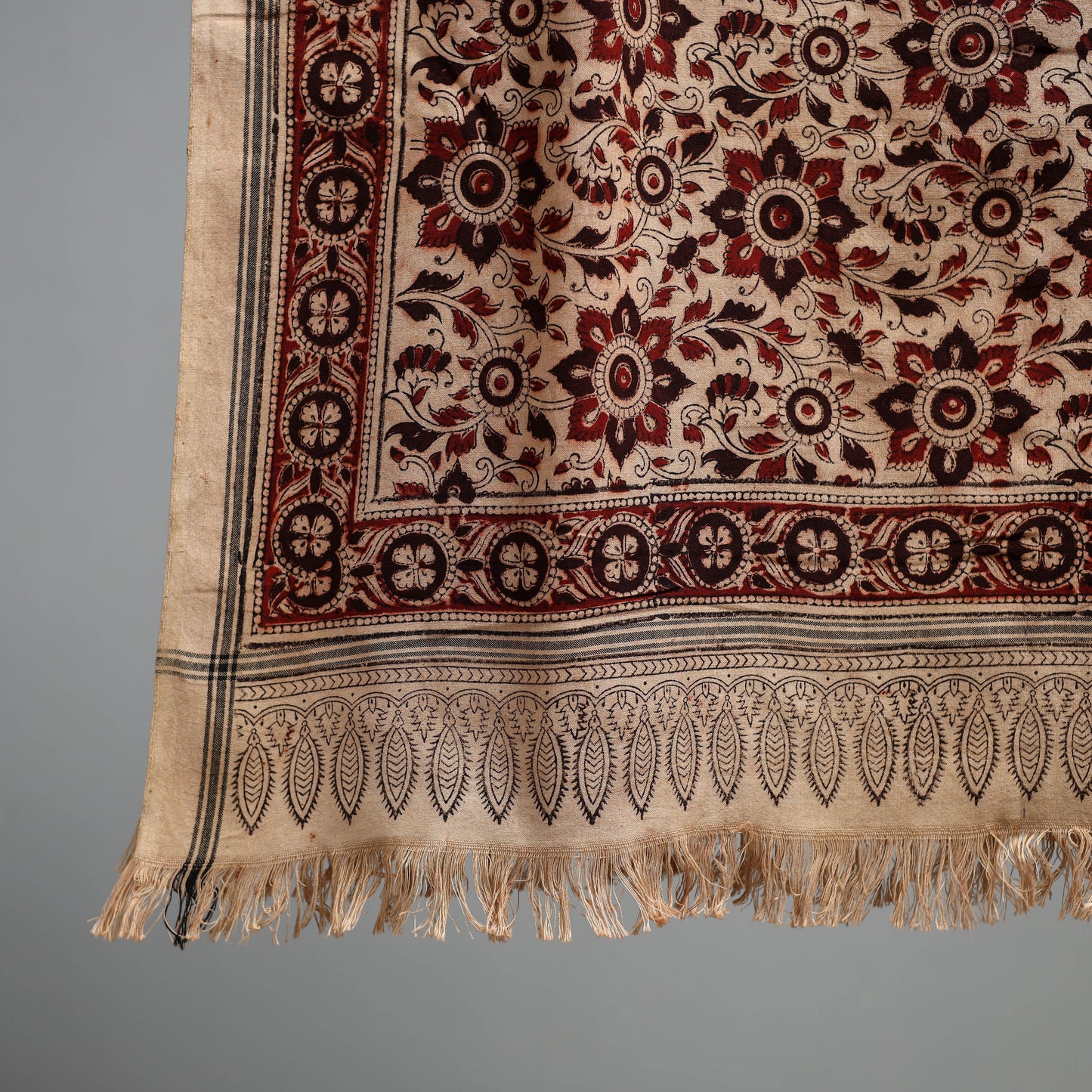 Natural dyed pedana kalamkari printed handloom cotton towel