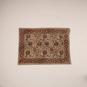Beige - natural dyed pedana kalamkari cotton table mat 01