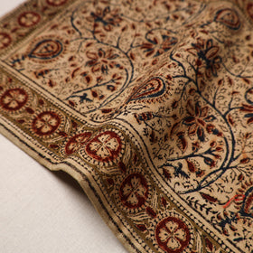 Beige - natural dyed pedana kalamkari cotton table mat 01