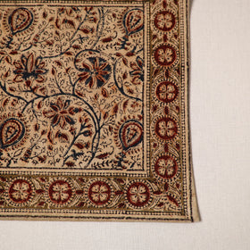Beige - natural dyed pedana kalamkari cotton table mat 01