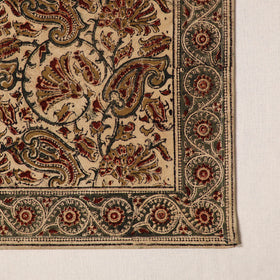 Beige - natural dyed pedana kalamkari cotton table mat 09