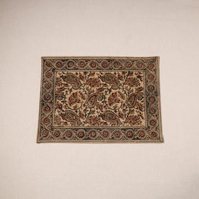 Beige - natural dyed pedana kalamkari cotton table mat 09