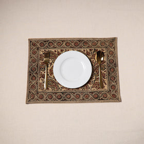 Beige - natural dyed pedana kalamkari cotton table mat 09