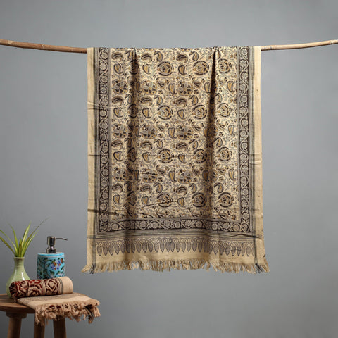 Natural dyed pedana kalamkari printed handloom cotton towel