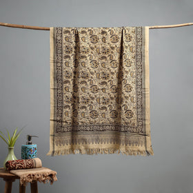 Natural dyed pedana kalamkari printed handloom cotton towel