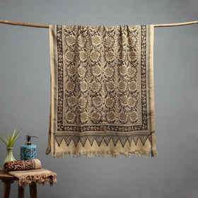 Natural dyed pedana kalamkari printed handloom cotton towel