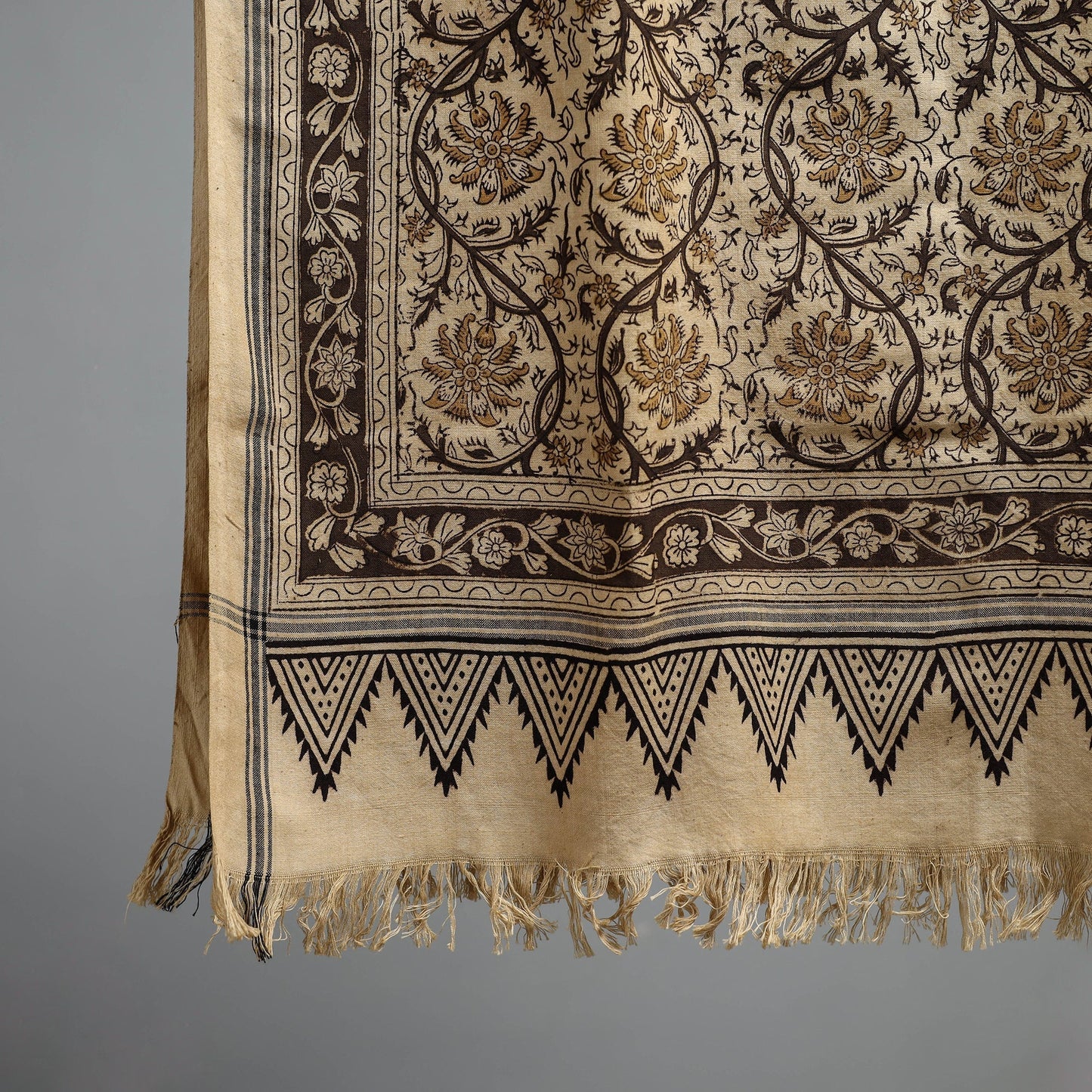 Natural dyed pedana kalamkari printed handloom cotton towel