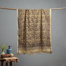 Natural dyed pedana kalamkari printed handloom cotton towel
