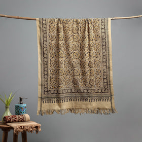 Natural dyed pedana kalamkari printed handloom cotton towel