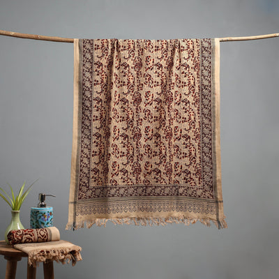 Natural dyed pedana kalamkari printed handloom cotton towel