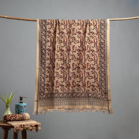 Natural dyed pedana kalamkari printed handloom cotton towel
