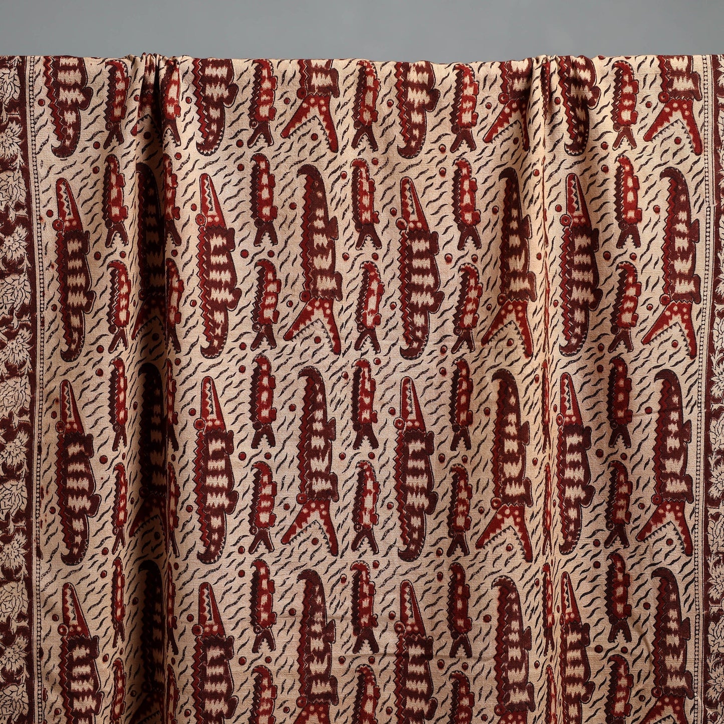 Natural dyed pedana kalamkari printed handloom cotton towel