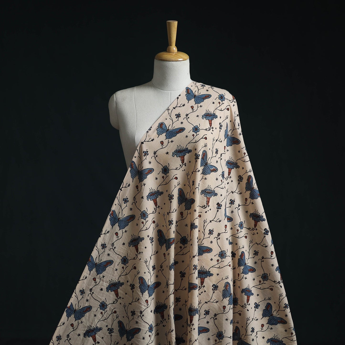 Natural dyed pure mul cotton hand block ajrakh print fabric