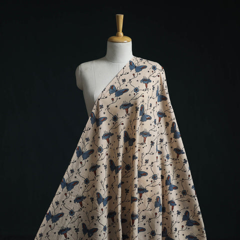 Natural dyed pure mul cotton hand block ajrakh print fabric