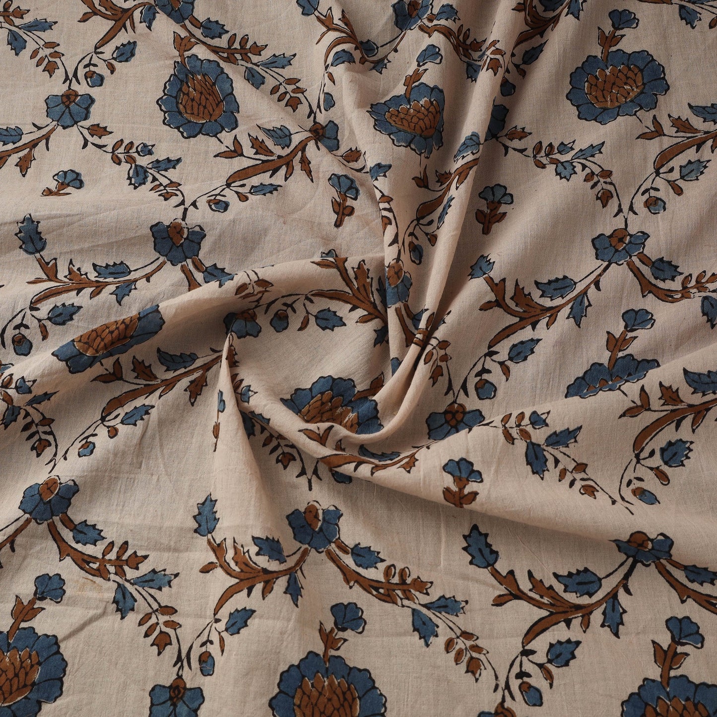 Natural dyed pure mul cotton hand block ajrakh print fabric