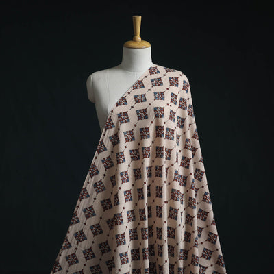 Natural dyed pure mul cotton hand block ajrakh print fabric