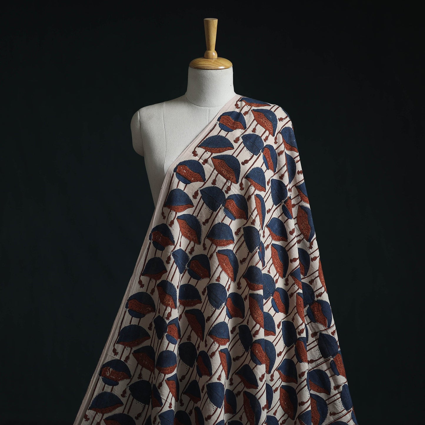Natural dyed pure mul cotton hand block ajrakh print fabric