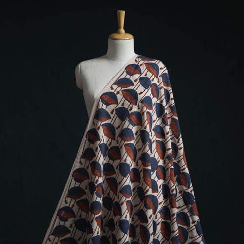 Natural dyed pure mul cotton hand block ajrakh print fabric