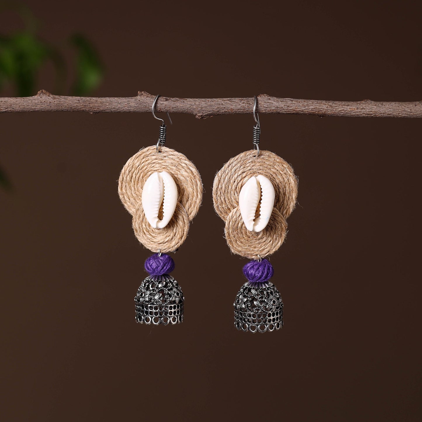 Nayra German Silver Jute Jhumki Earrings