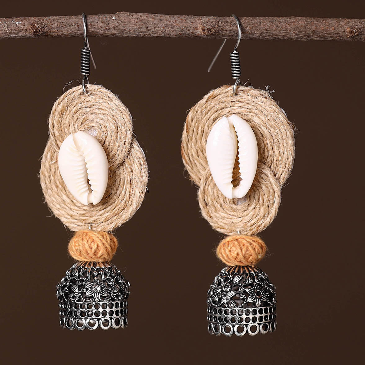  Nikhat German Silver Jute Jhumki Earrings 