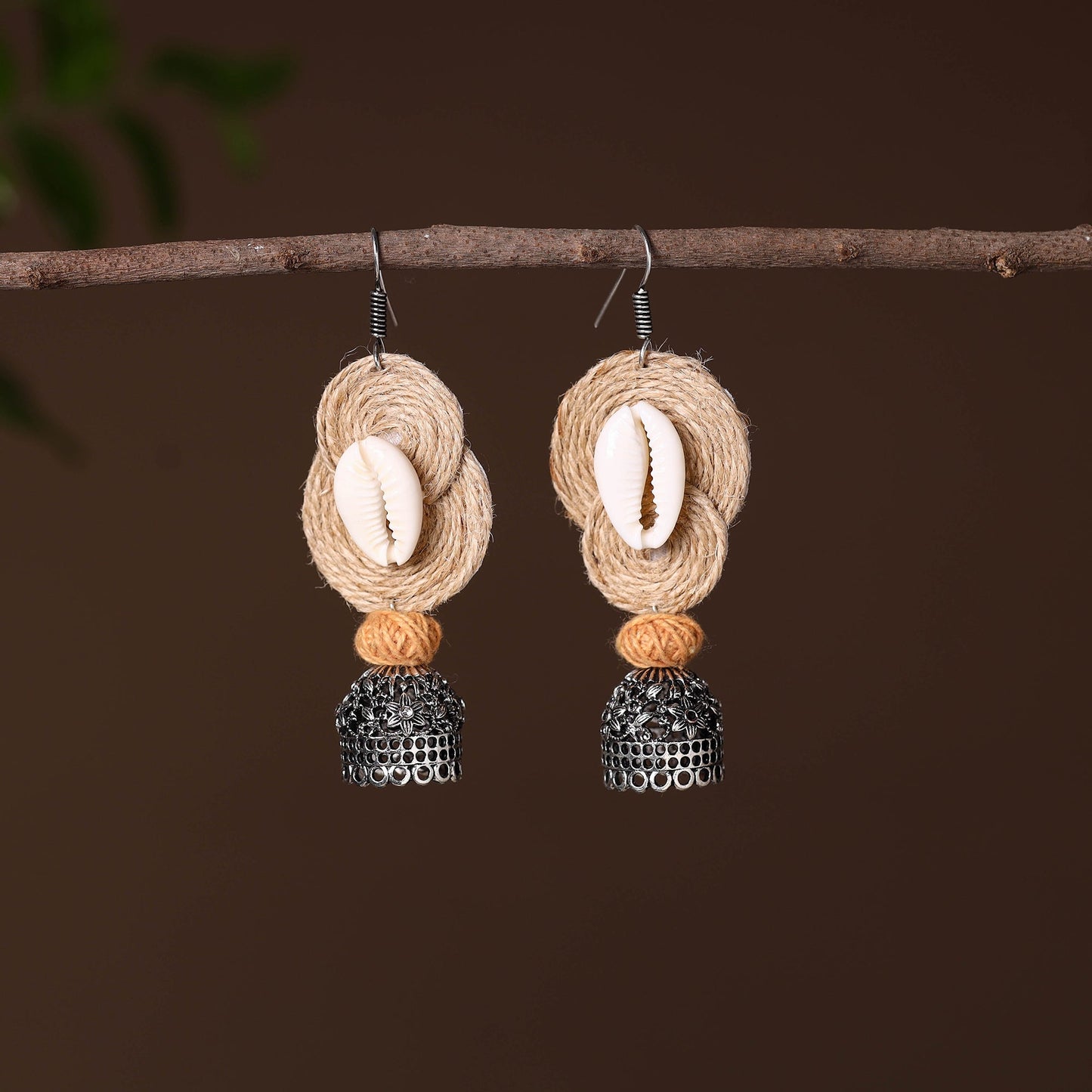  Nikhat German Silver Jute Jhumki Earrings 