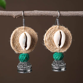 Beige - nithya handcrafted gs jute jhumki earrings