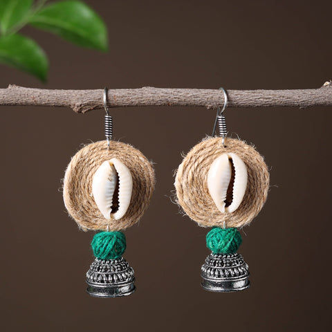 Beige - nithya handcrafted gs jute jhumki earrings