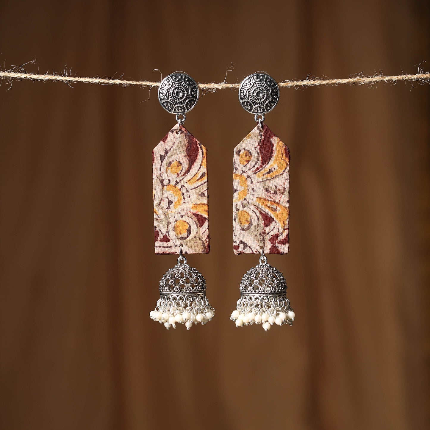 Beige Noor GS Fabart Handmade Earrings 