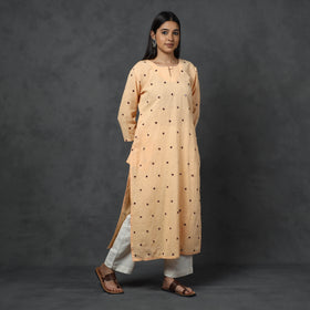 Buy Organic Kala Cotton Handloom Mirror Work Long Kurta Online at iTokri.com